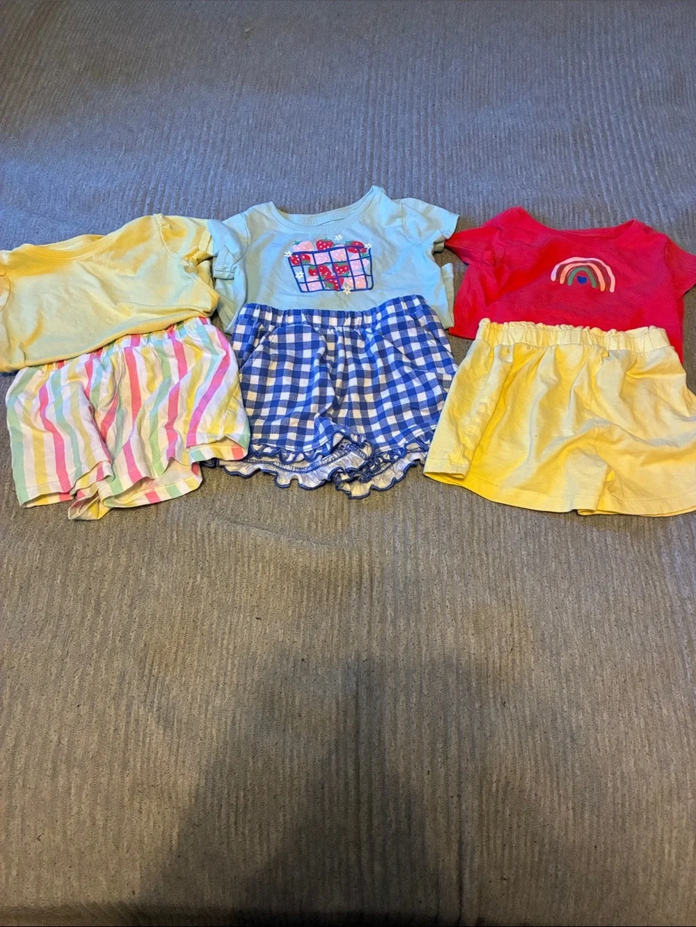 3 sets Girls Matching Sets - Yellow, Blue, Red, Pink